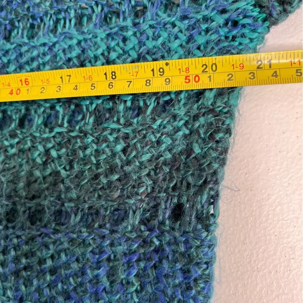 Chicos Open Weave Ombre Stripe Green Blue Scoop Neck Sweater Women Size Medium - Picture 9 of 12